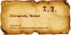 Körmendy Noémi névjegykártya