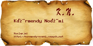 Körmendy Noémi névjegykártya
